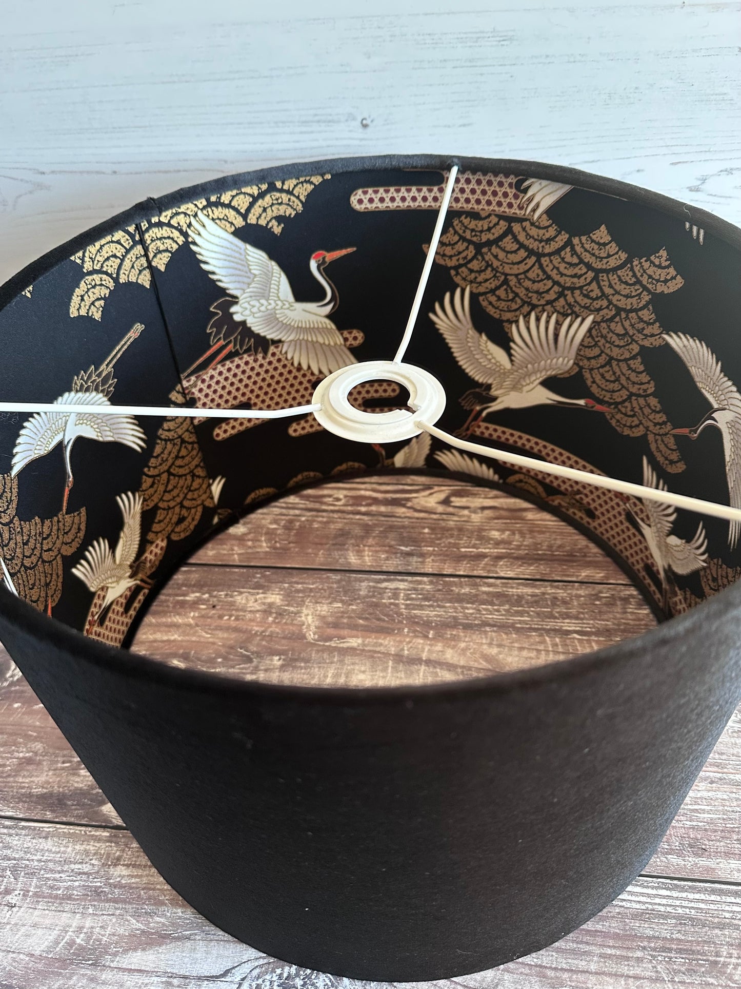 Black and Gold Crane Double Sided Lampshade