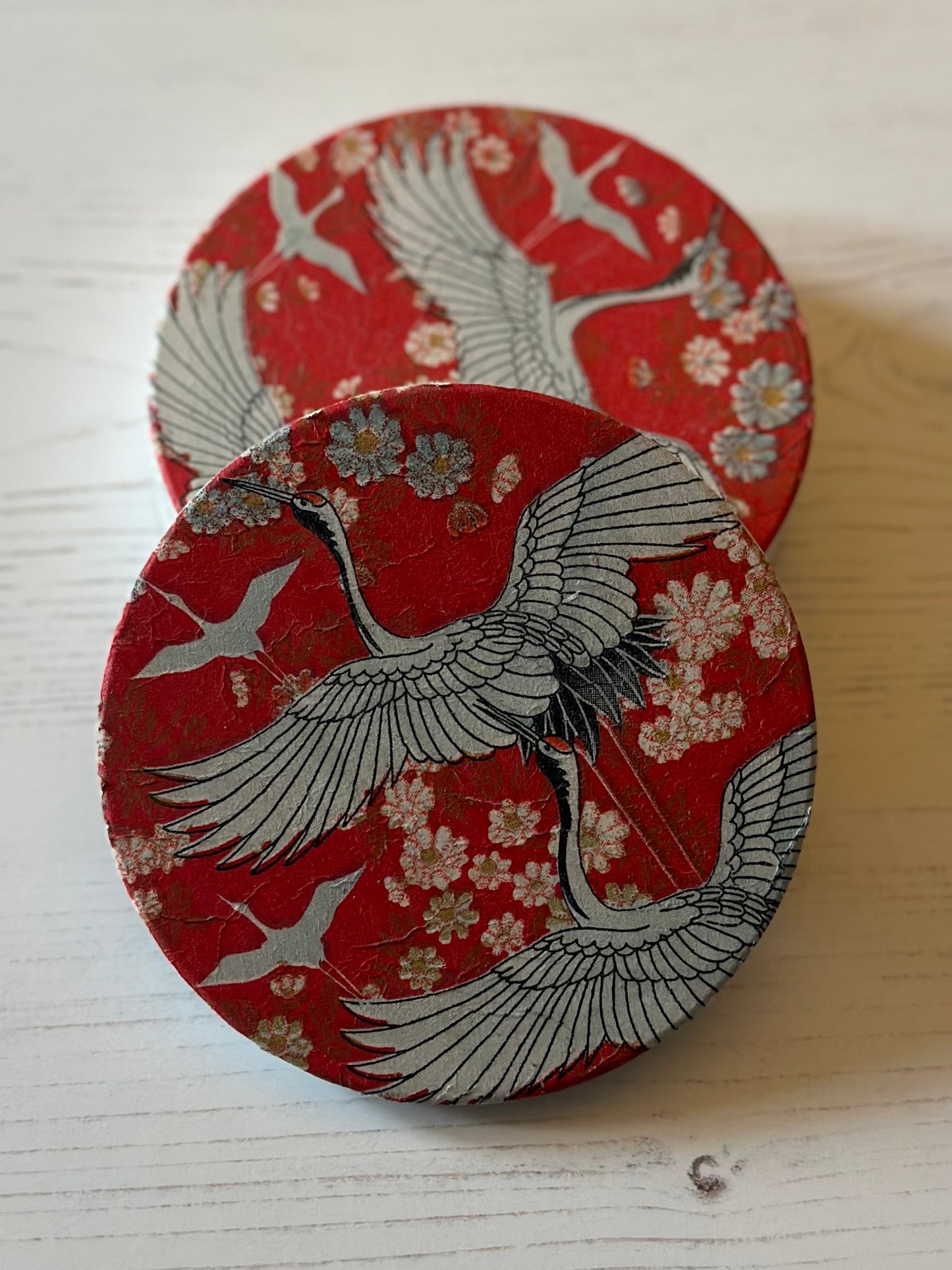 Bird pattern coaster Red