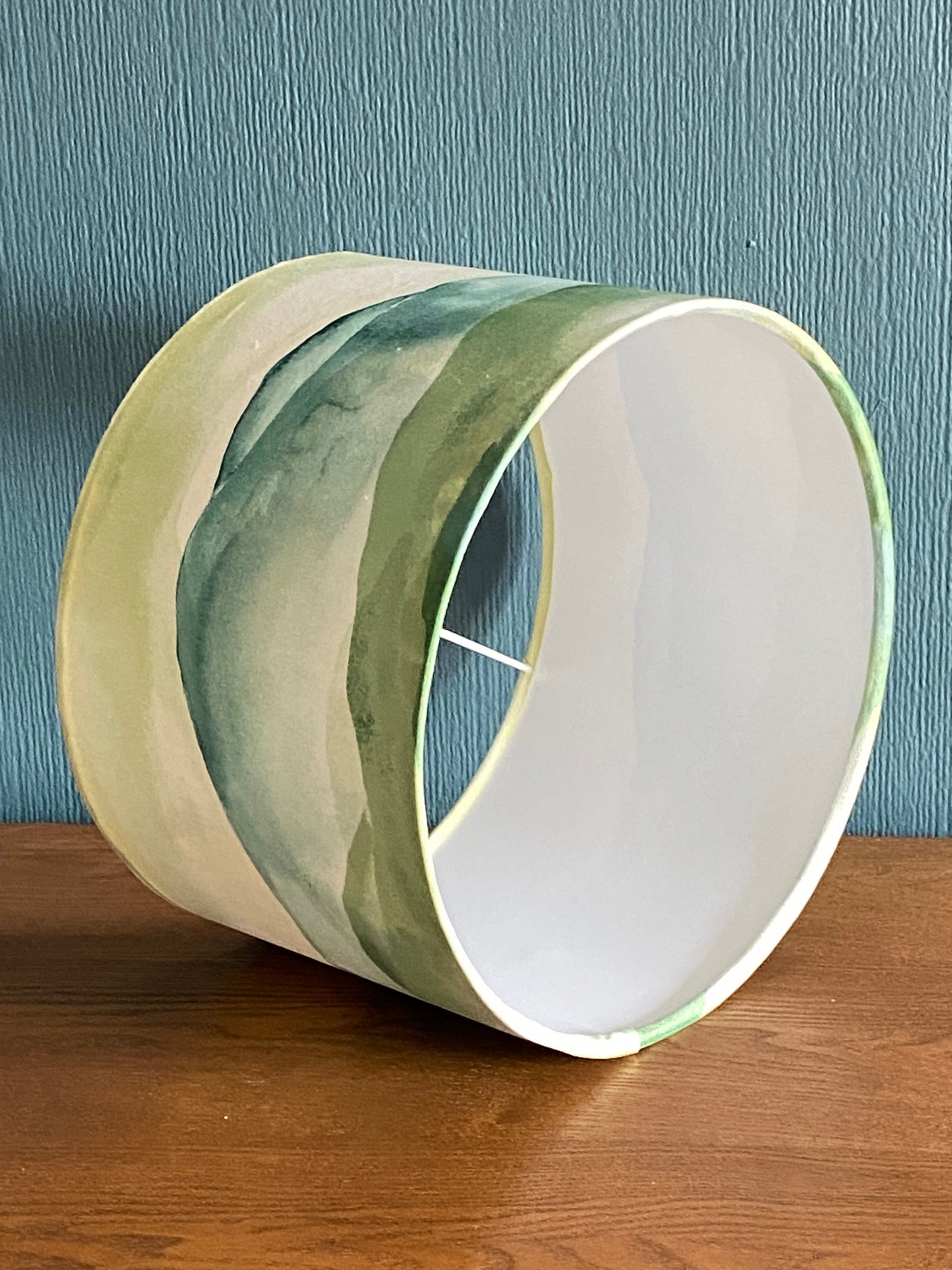 Green Velvet Watercolour Landscape Lampshade