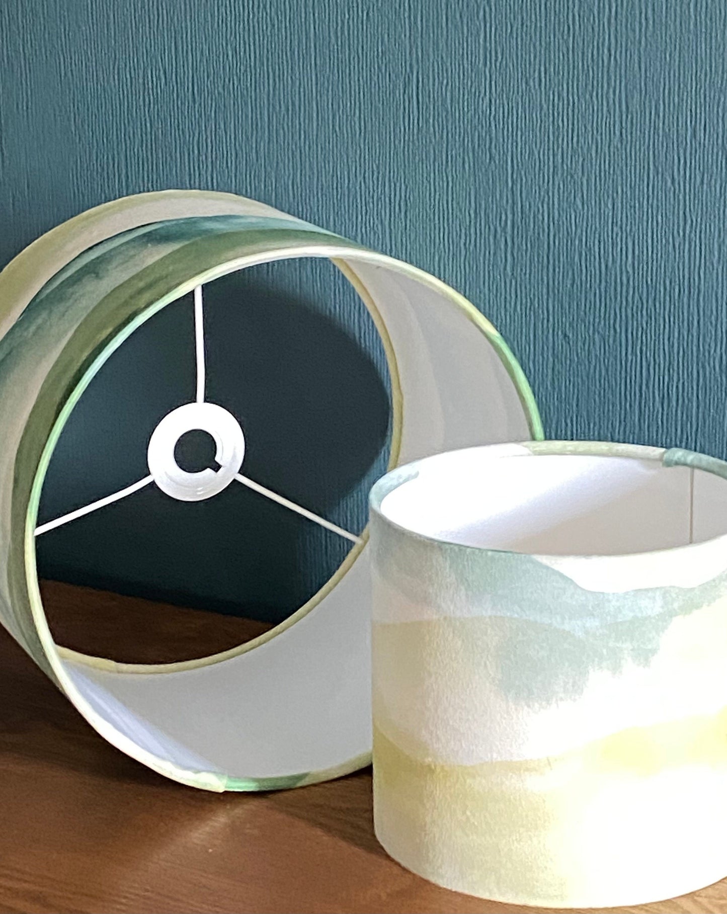 Green Velvet Watercolour Landscape Lampshade
