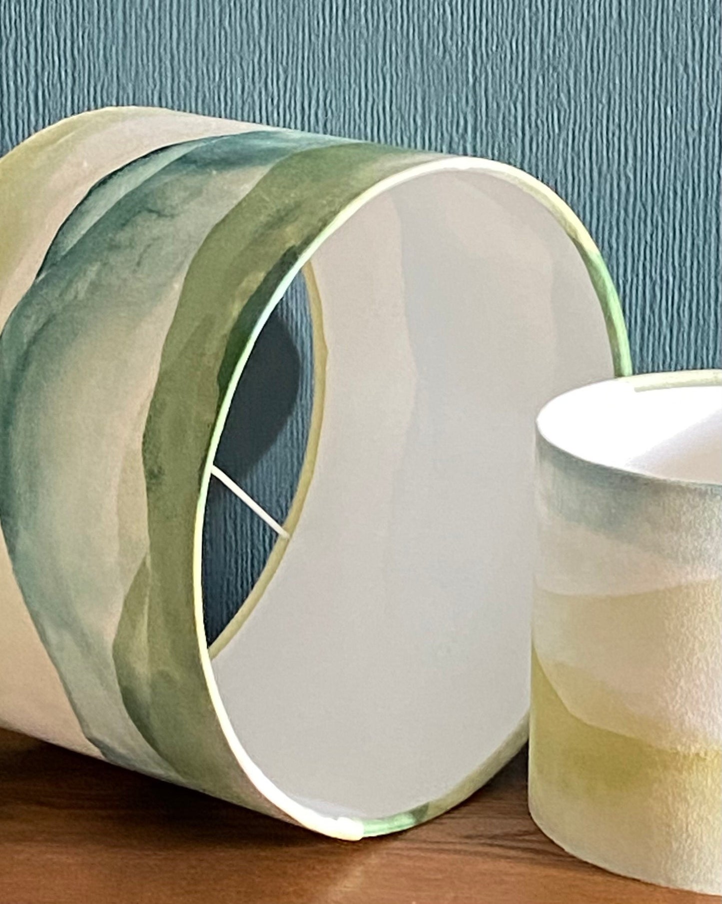 Green Velvet Watercolour Landscape Lampshade
