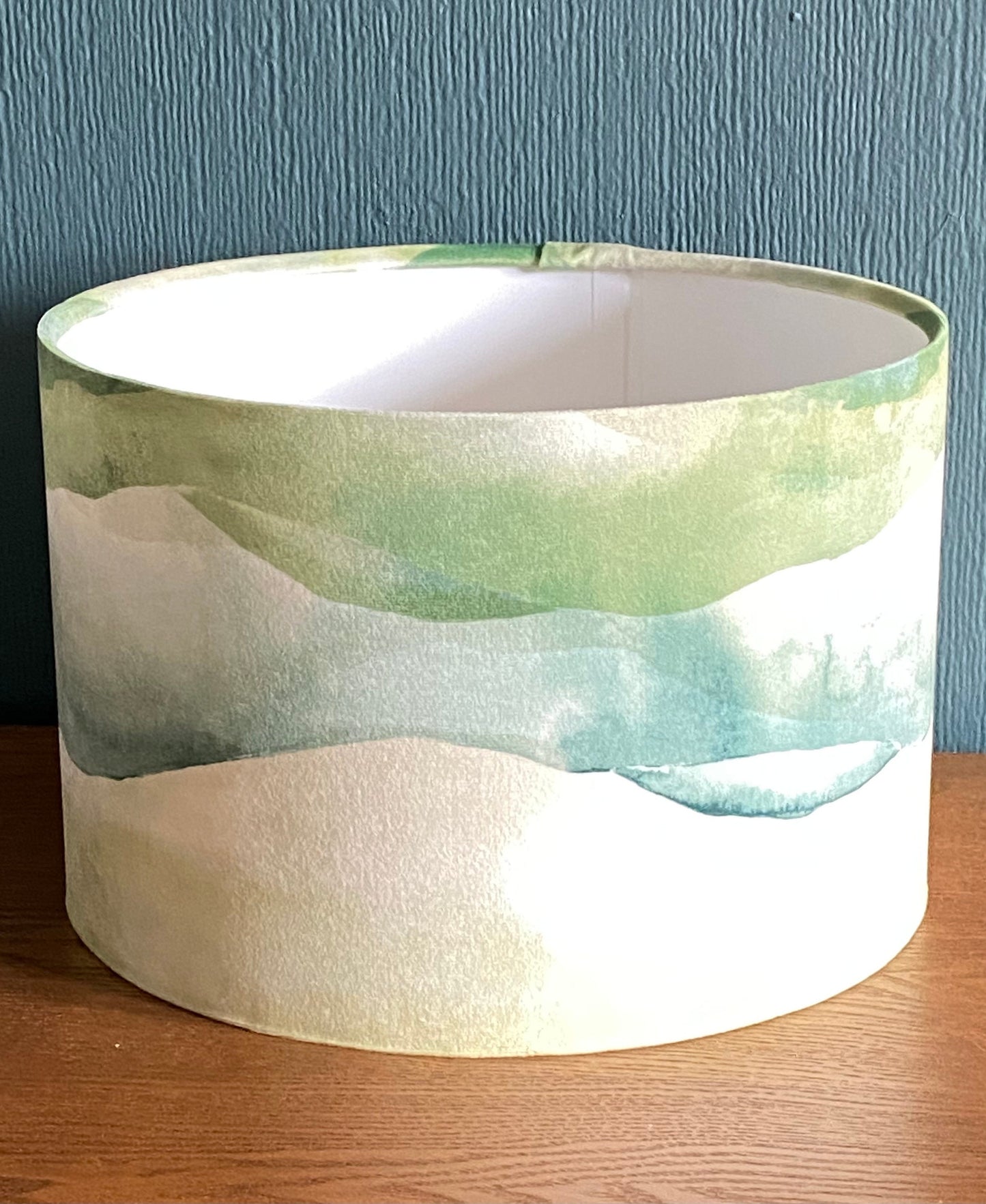Green Velvet Watercolour Landscape Lampshade