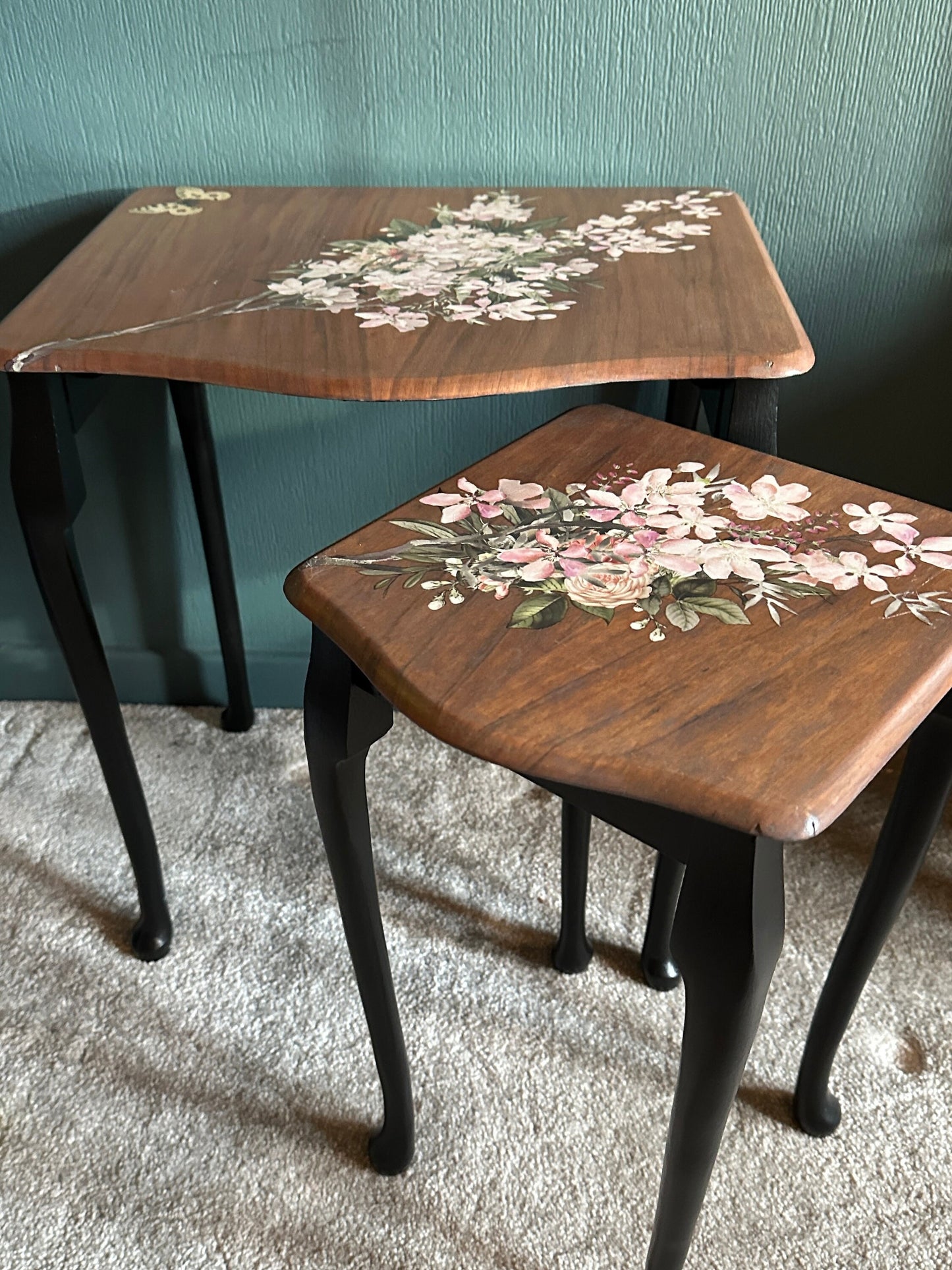 Nest of tables, vintage tables, painted side table, painted vintage furniture, vintage home style, vintage home decor, vintage nest table