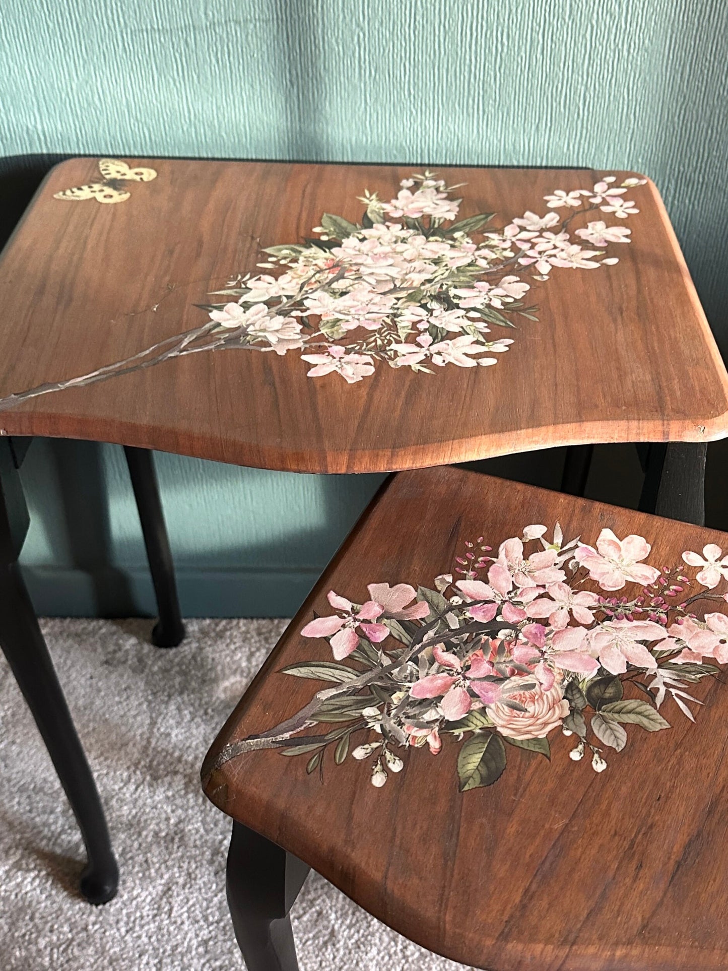 Nest of tables, vintage tables, painted side table, painted vintage furniture, vintage home style, vintage home decor, vintage nest table