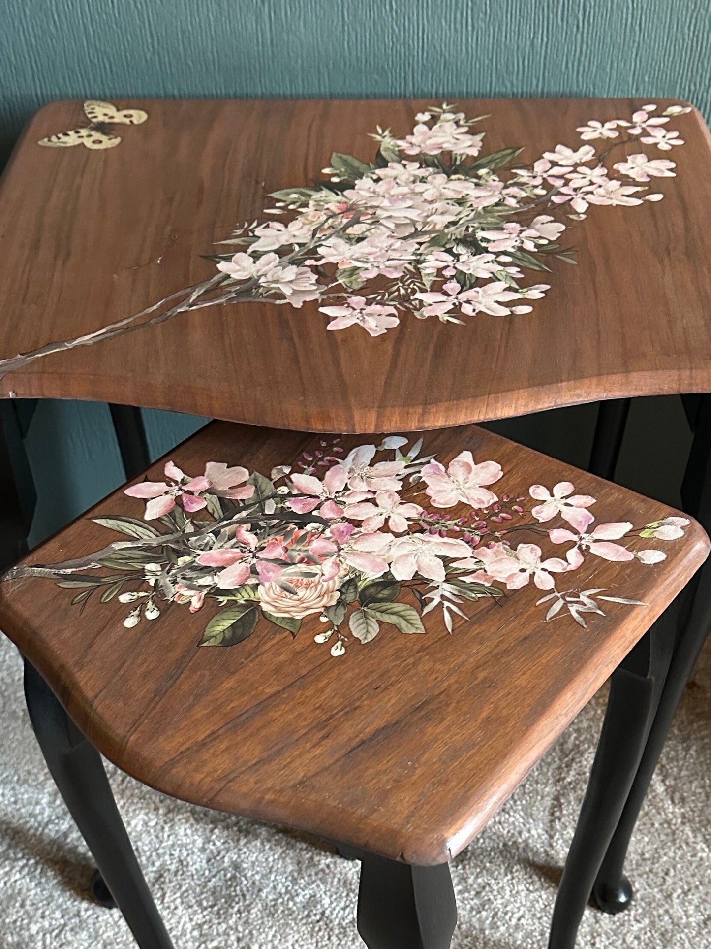 Nest of tables, vintage tables, painted side table, painted vintage furniture, vintage home style, vintage home decor, vintage nest table