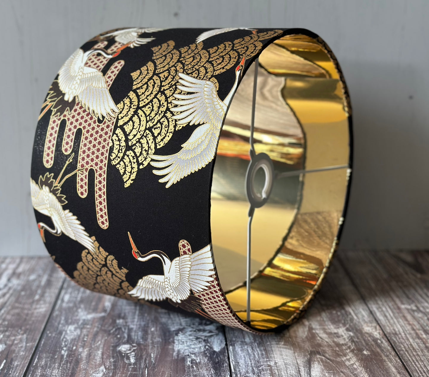 Black and Gold Crane lampshade