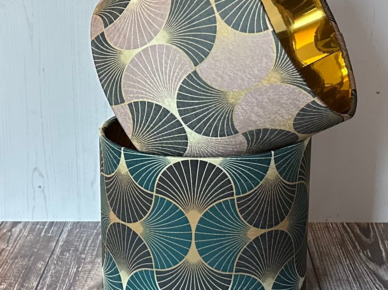 Art Deco Pattern Lampshade in Teal & Gold