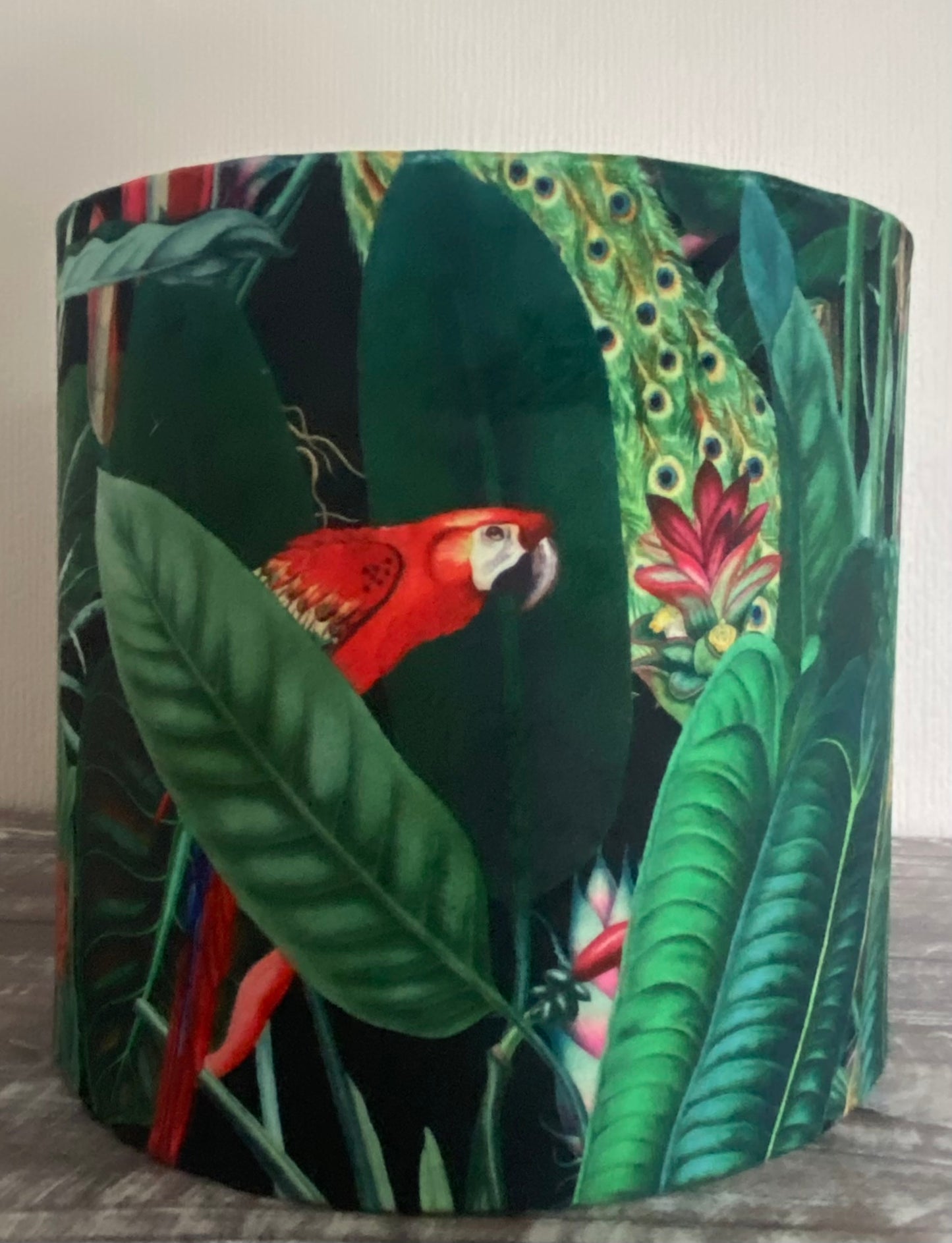 Jungle Birds Velvet Lampshade Black