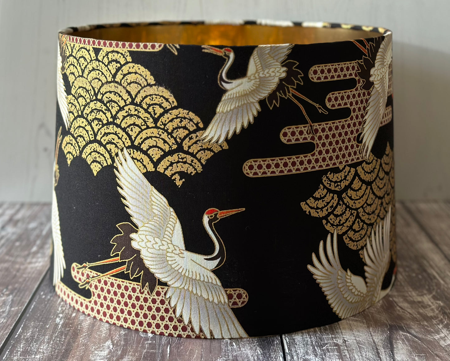 Black and Gold Crane lampshade