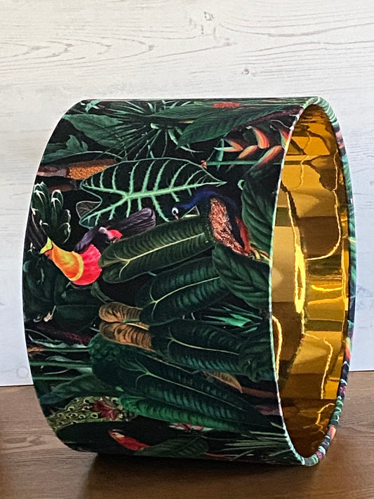 Jungle Birds Velvet Lampshade Black