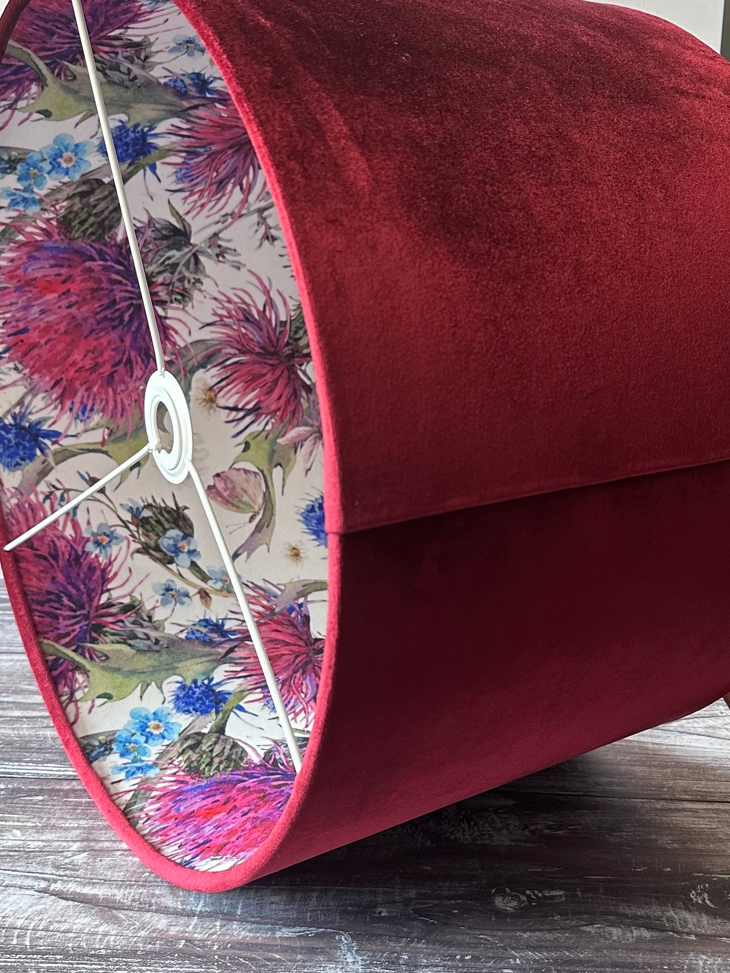 Double Sided Thistle Lampshade Red Velvet