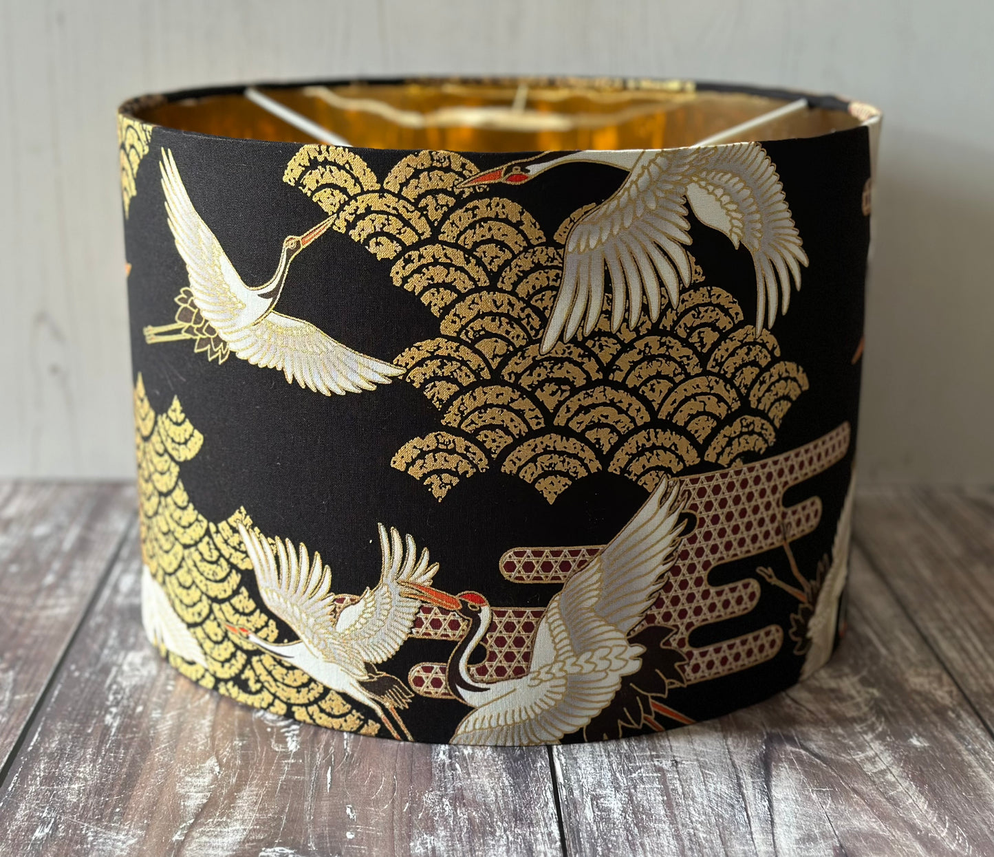 Black and Gold Crane lampshade