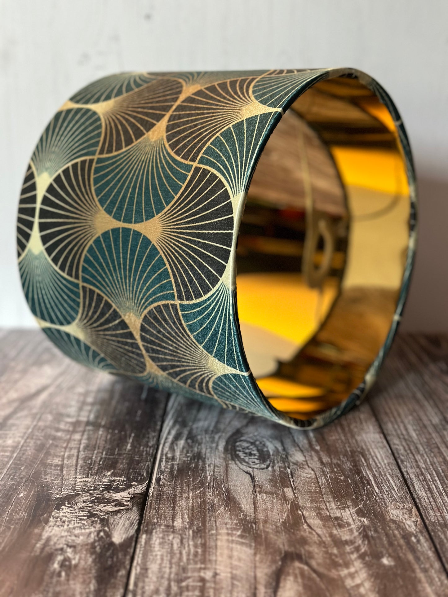 Art Deco Pattern Lampshade in Teal & Gold