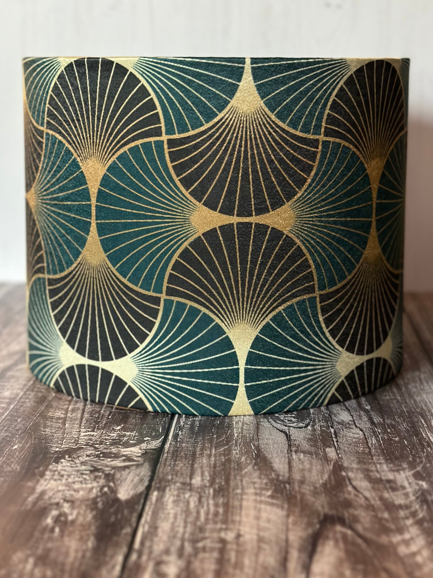 Art Deco Pattern Lampshade in Teal & Gold
