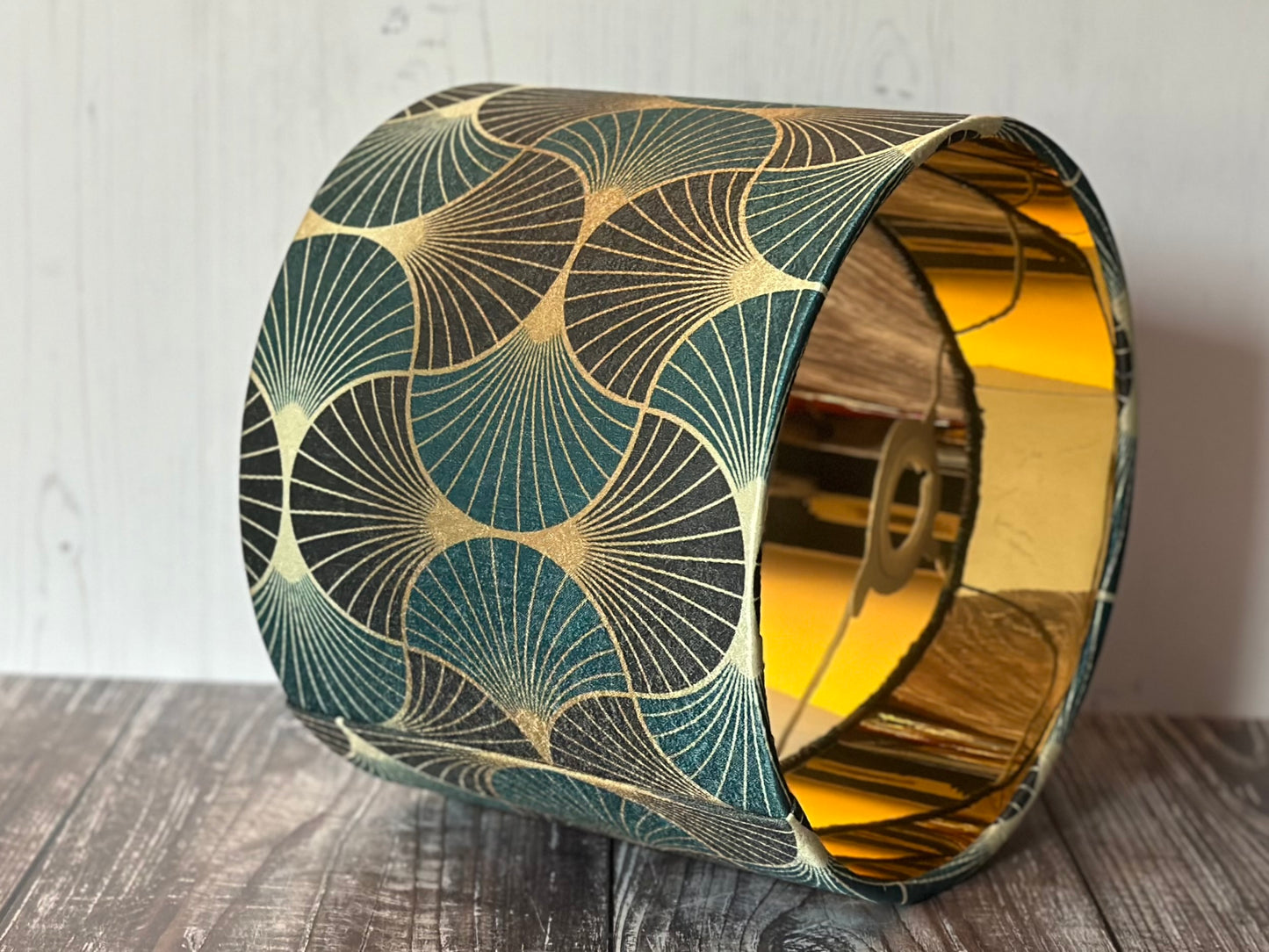 Art Deco Pattern Lampshade in Teal & Gold
