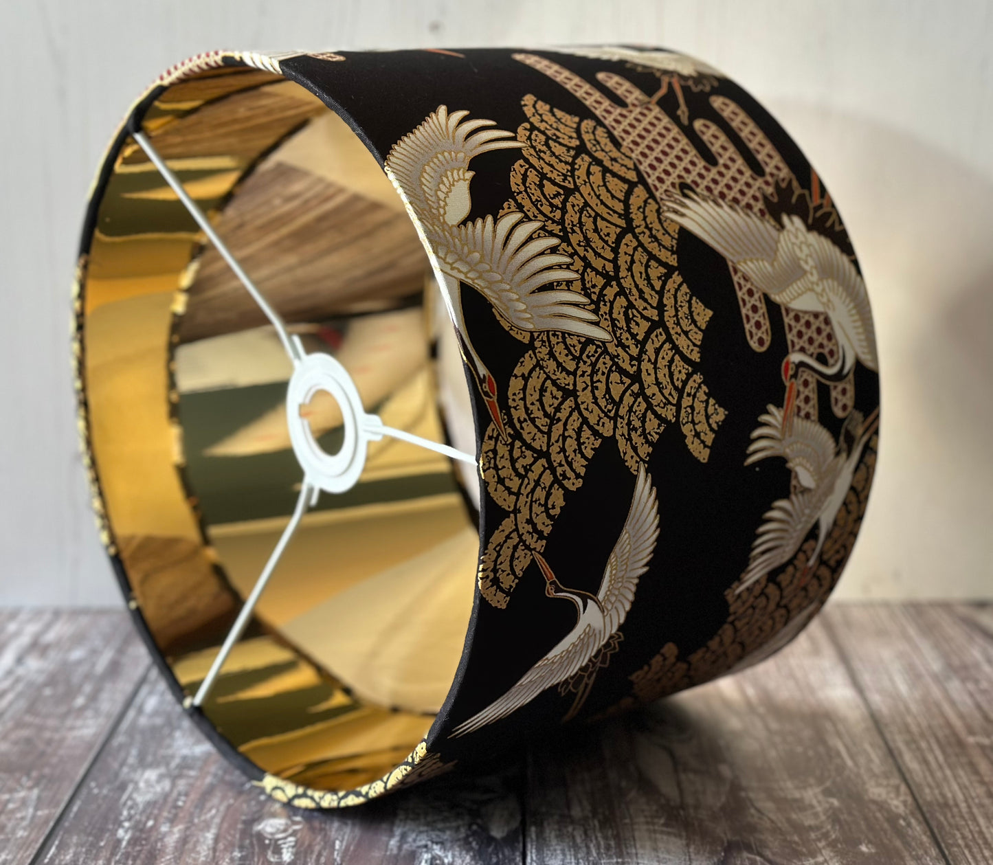 Black and Gold Crane lampshade