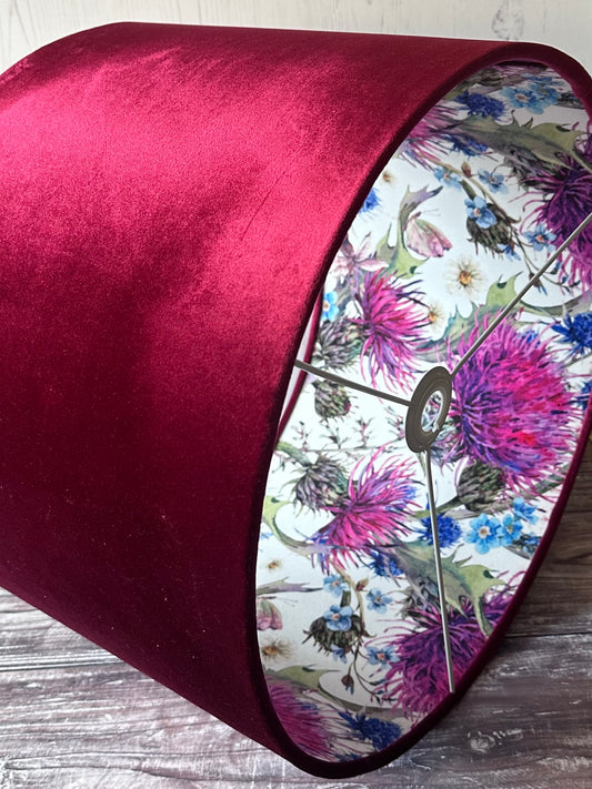 Double Sided Thistle Lampshade Red Velvet