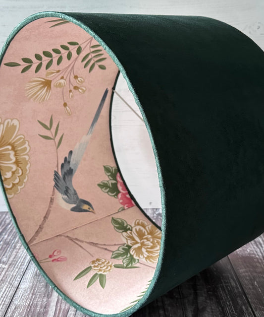 Double Sided Lampshade Green & Pink birds