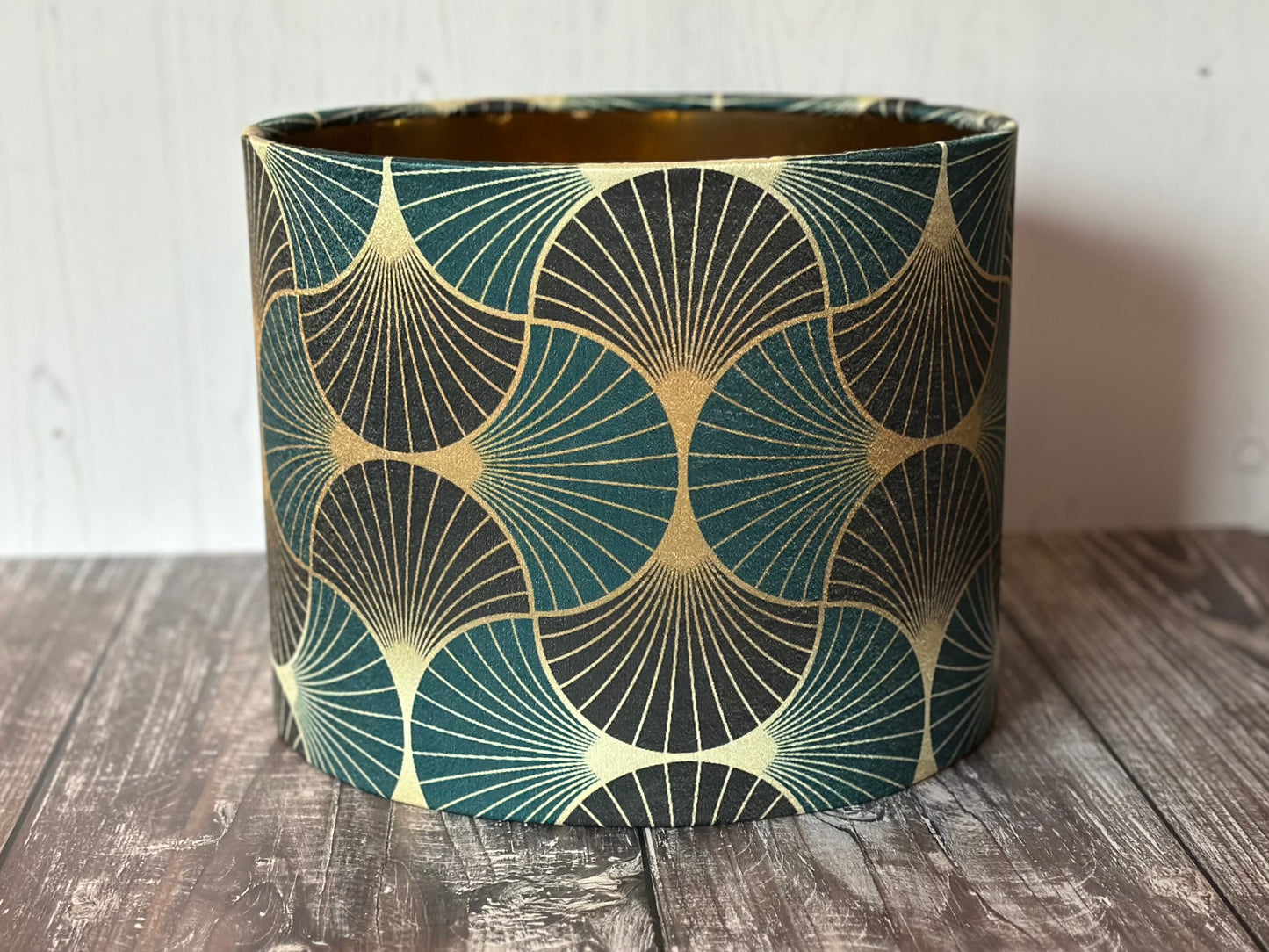 Art Deco Pattern Lampshade in Teal & Gold
