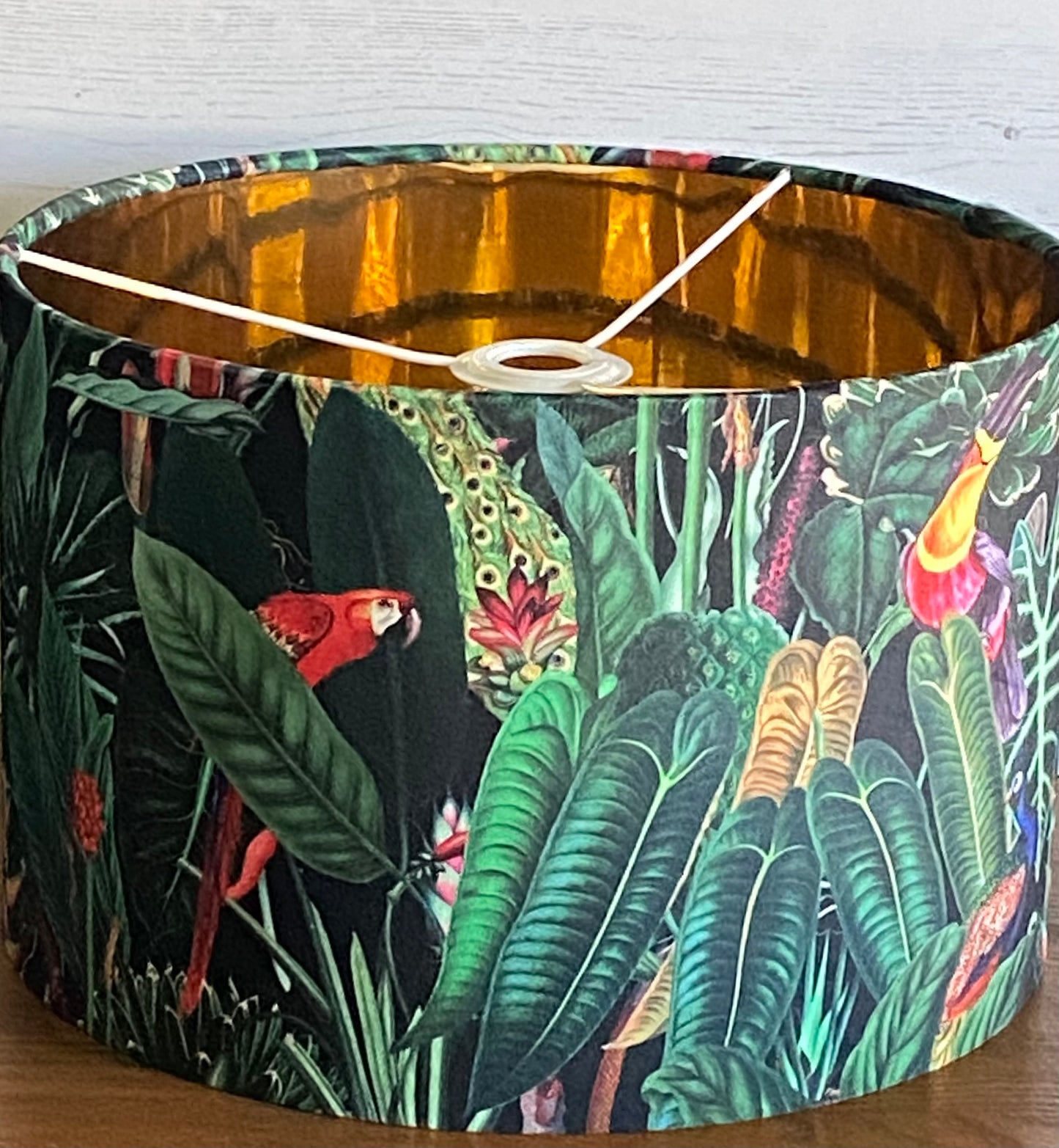 Jungle Birds Velvet Lampshade Black