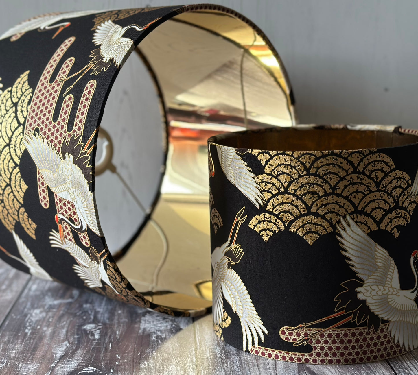 Black and Gold Crane lampshade