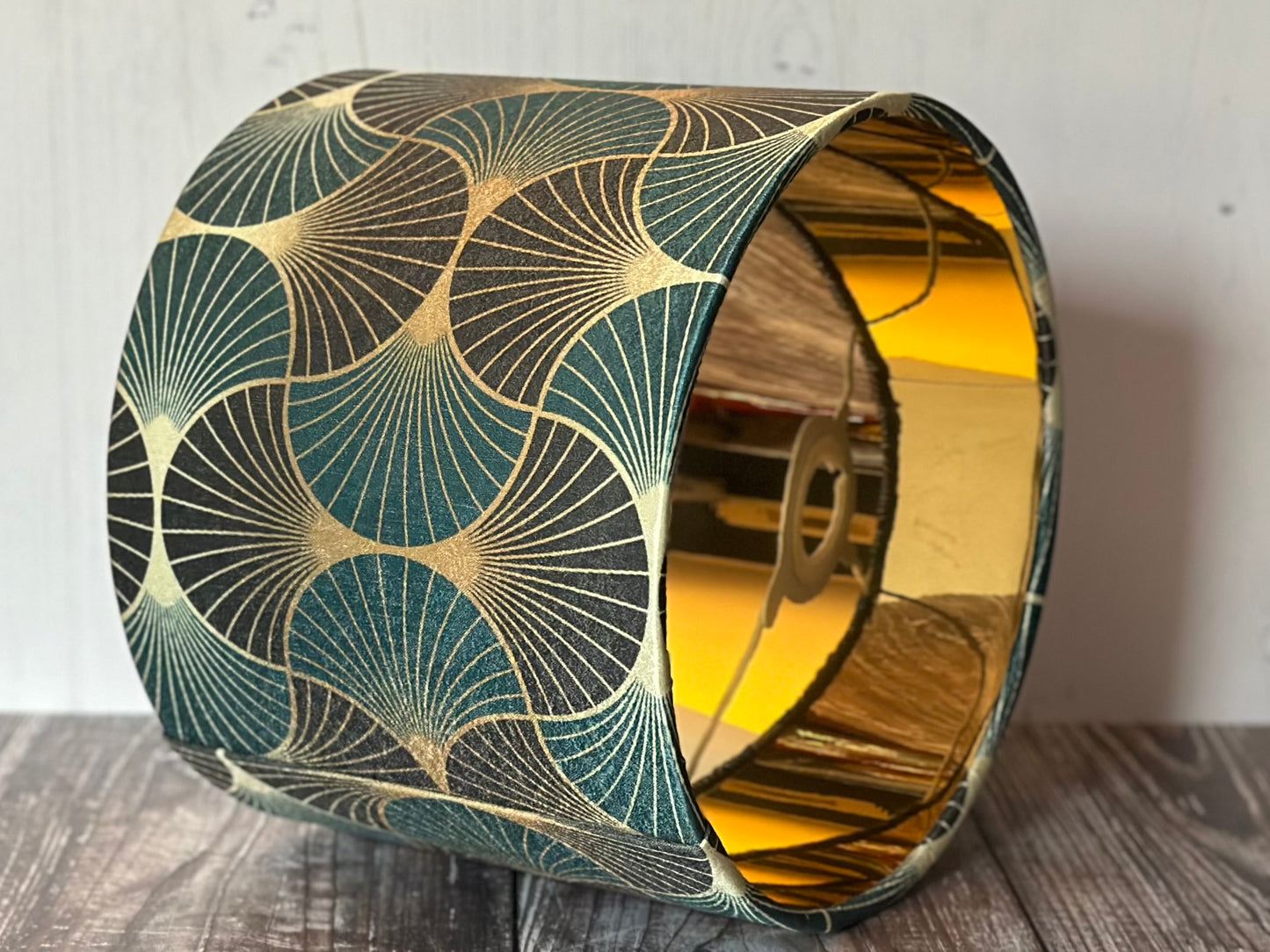 Art Deco Pattern Lampshade in Teal & Gold