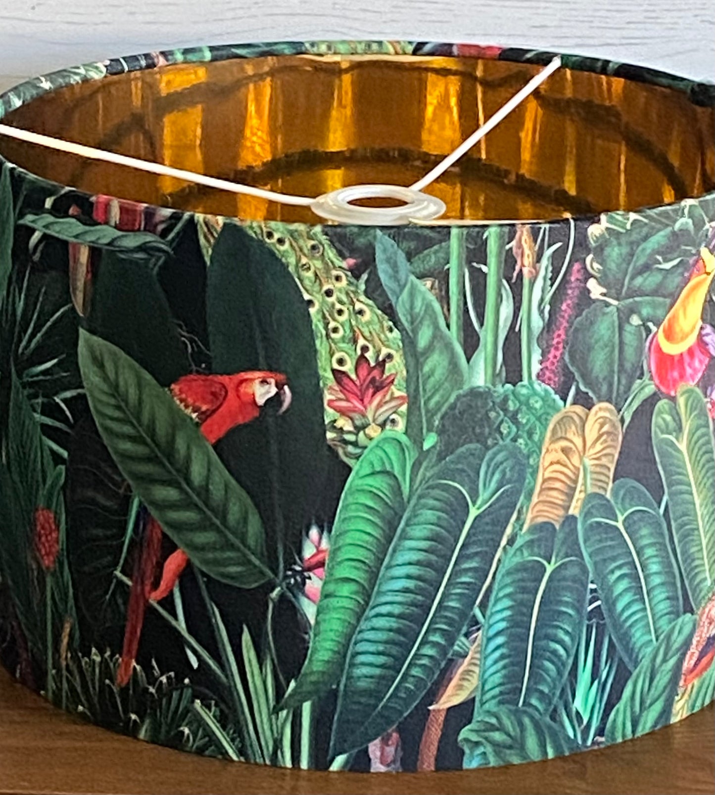 Jungle Birds Velvet Lampshade Black