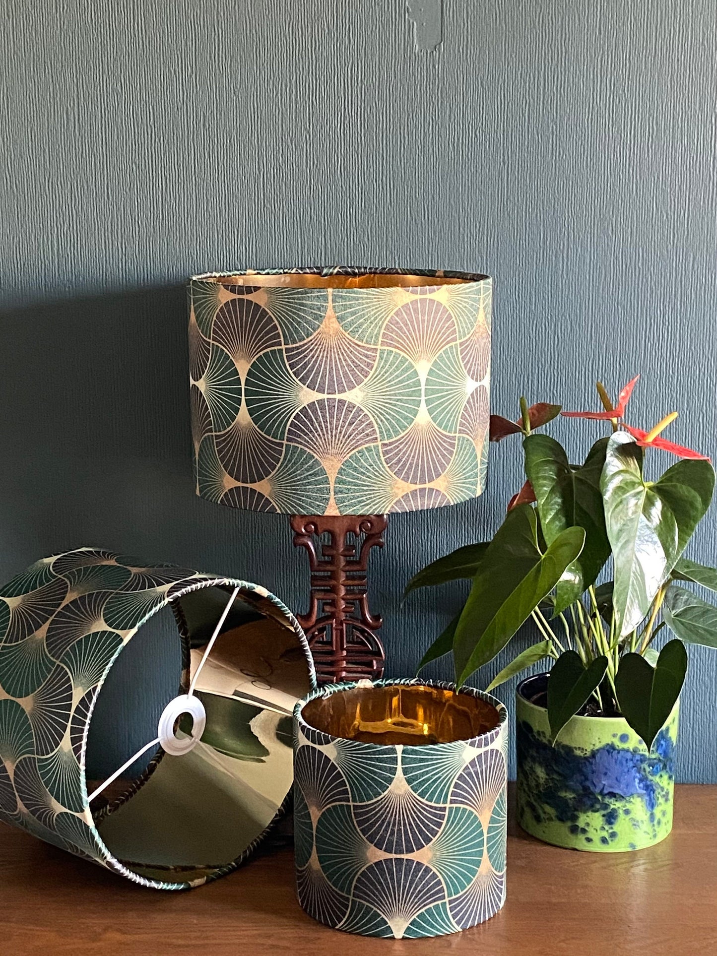 Art Deco Pattern Lampshade in Green, Pink or Teal