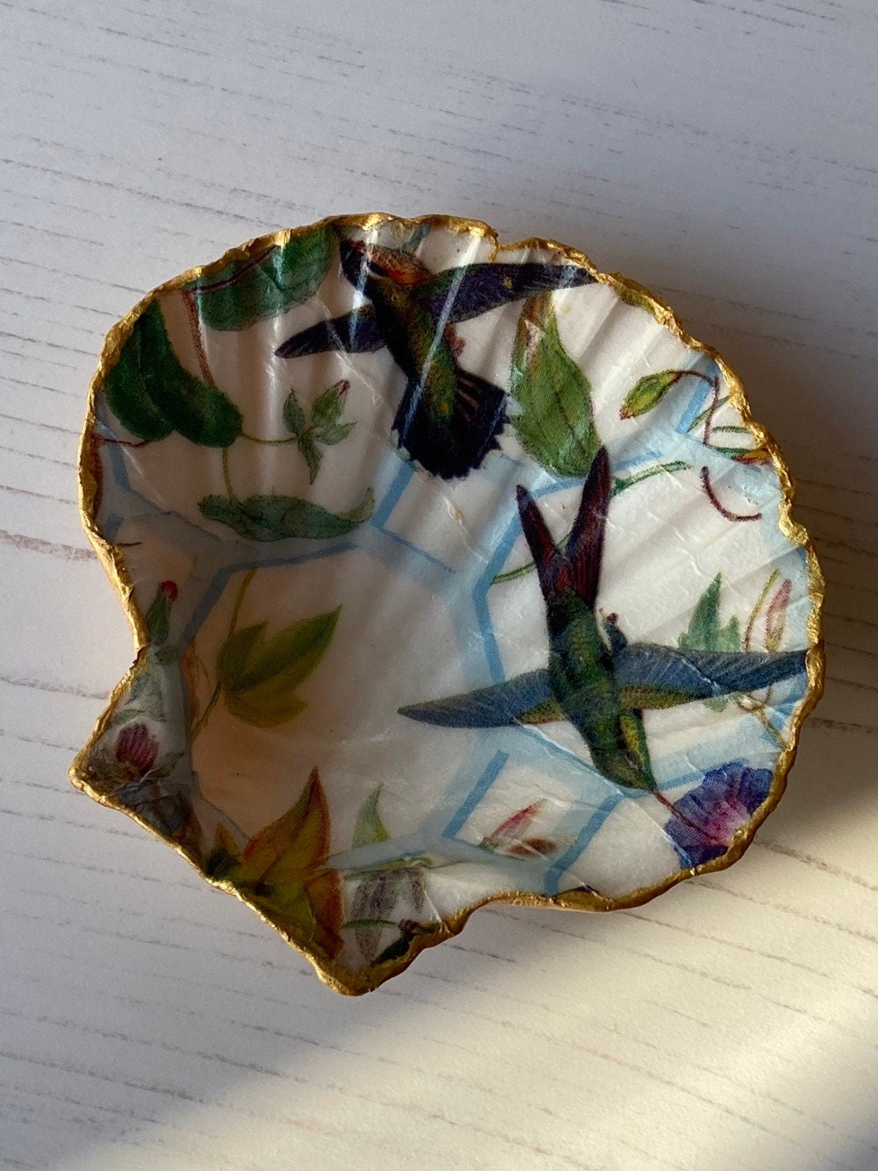 Shell trinket dish, handmade trinket dish, bridesmaid gift, shell ring dish, valentine gift idea, gold shell ring dish, vintage home ideas