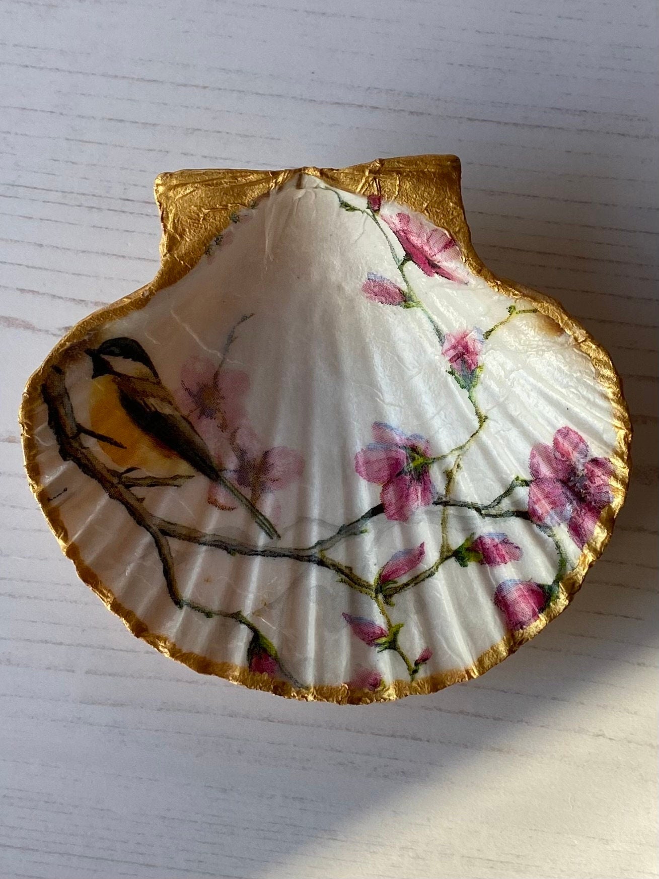 Shell trinket dish, handmade trinket dish, bridesmaid gift, shell ring dish, valentine gift idea, gold shell ring dish, vintage home ideas